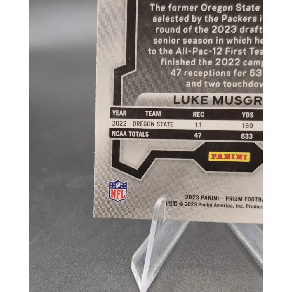 2023 Panini Prizm Luke Musgrave #337 Rookie Red Sparkle Prizm (RC) GB Packers